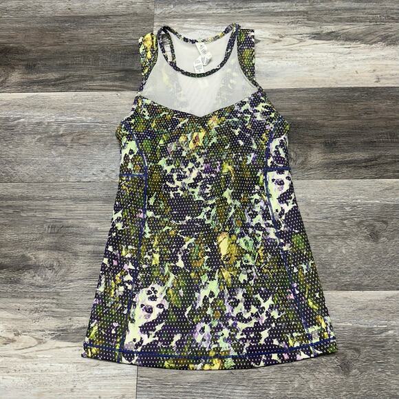 Lululemon Running In The City Green Women 2 Mesh Floral Pistachio Sport Tank Top - Picture 1 of 7